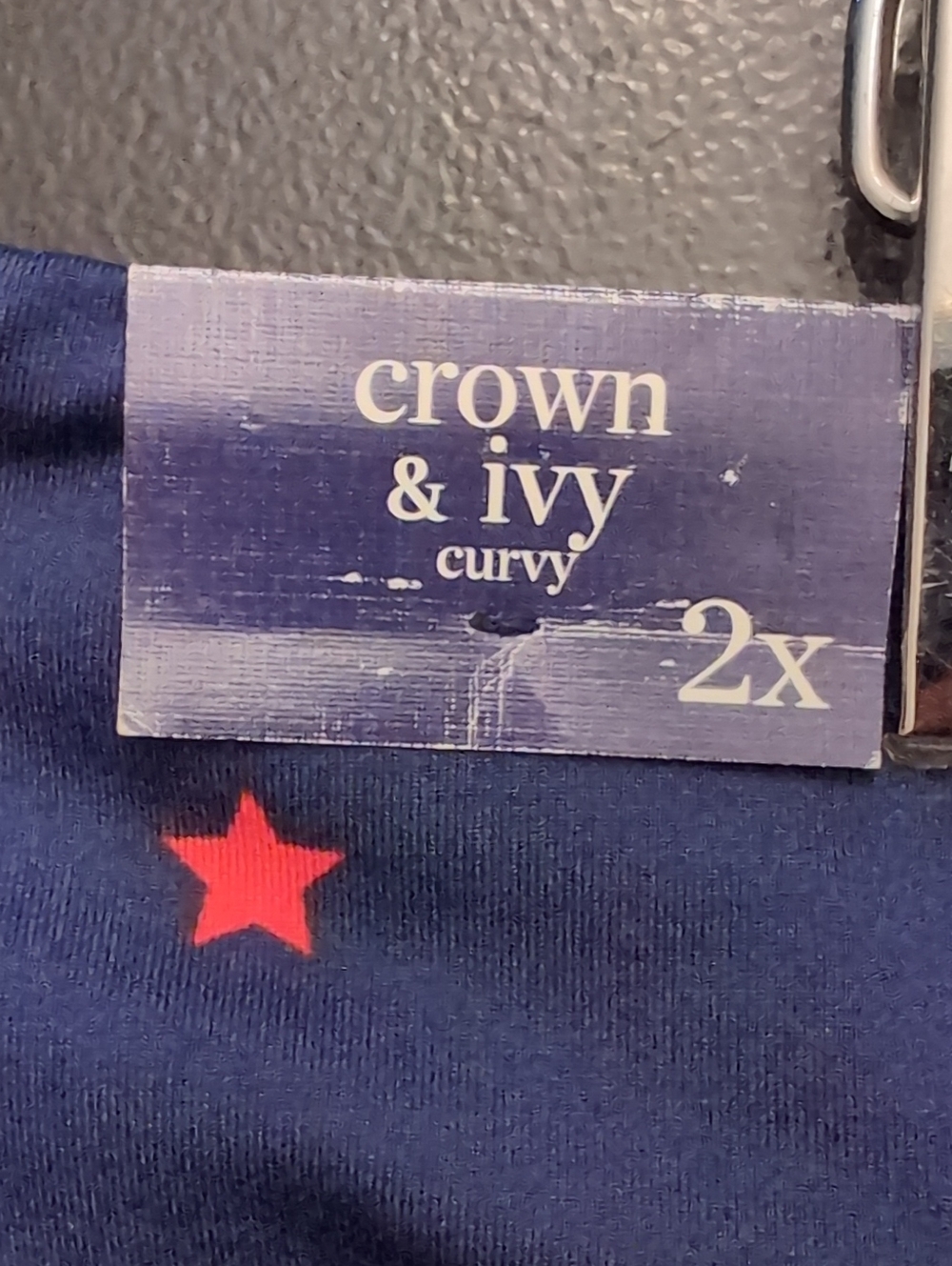 2X Crown & ivy Navy Leggings with Red, White, and Light Blue Stars - Picture 4 of 8